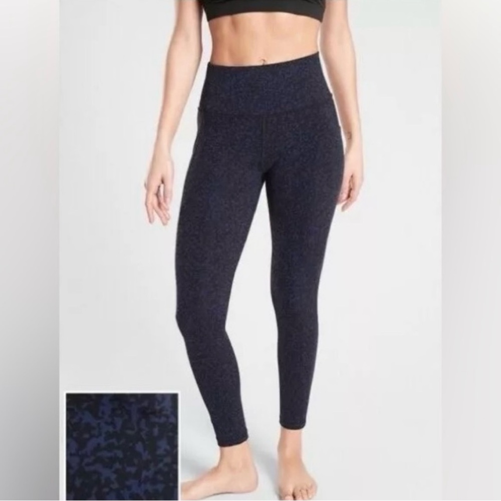 ATHLETA Blue Black Salutation Stash Pocket Gravel Tight Active Leggings Sz 2X